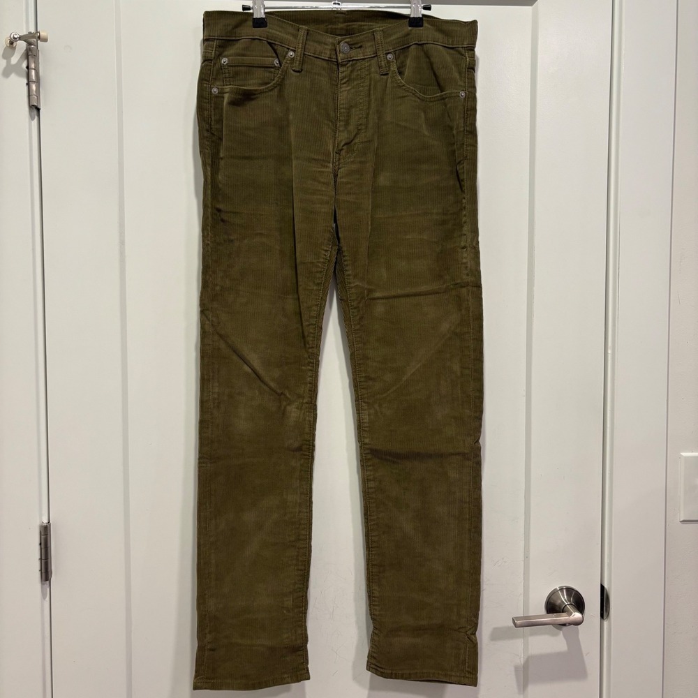 Levis 511 Slim Fit Corduroy Pants Olive Green Mens 32x32 Cords